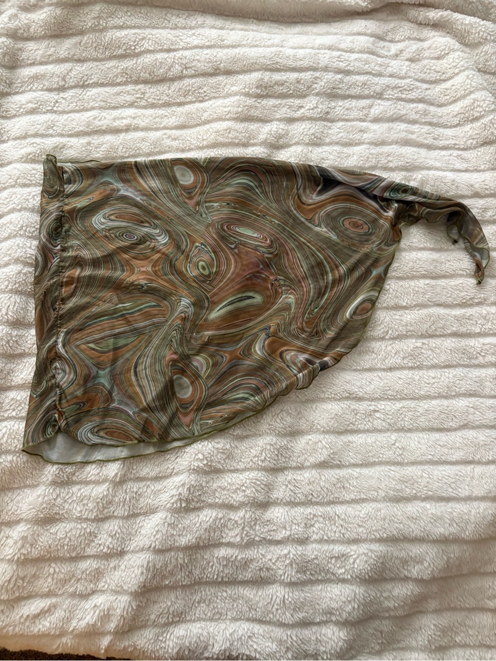 Amazon Olive and Brown Marble-Print Swim Sarong